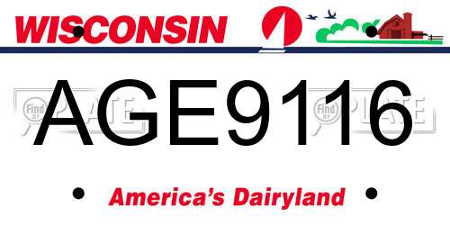 AGE9116 Wisconsin License Plate
