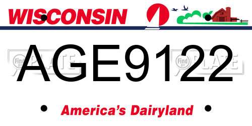 AGE9122 Wisconsin License Plate
