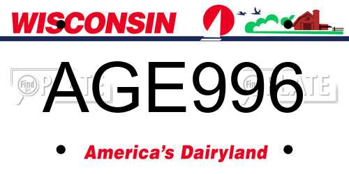 AGE996 Wisconsin License Plate
