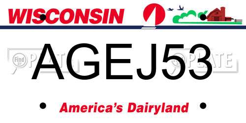 AGEJ53 Wisconsin License Plate