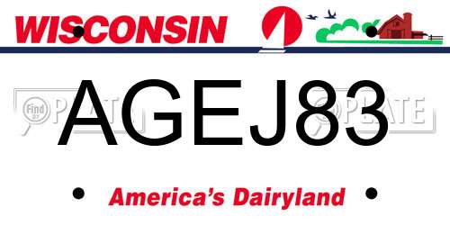 AGEJ83 Wisconsin License Plate