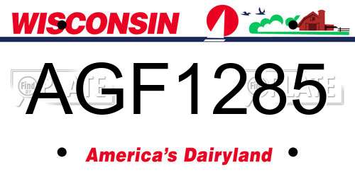AGF1285 Wisconsin License Plate
