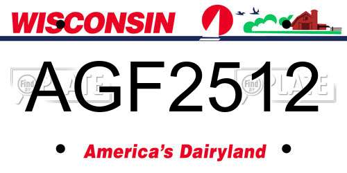AGF2512 Wisconsin License Plate