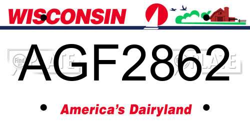 AGF2862 Wisconsin License Plate