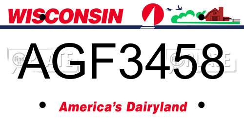 AGF3458 Wisconsin License Plate