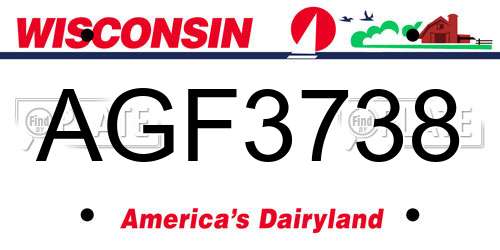 AGF3738 Wisconsin License Plate