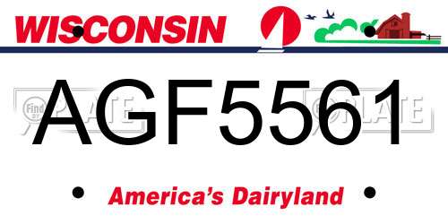 AGF5561 Wisconsin License Plate
