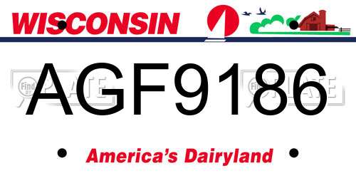 AGF9186 Wisconsin License Plate