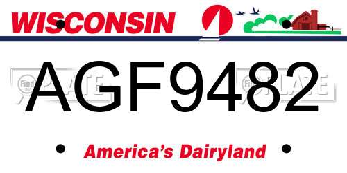 AGF9482 Wisconsin License Plate