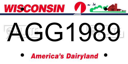 AGG1989 Wisconsin License Plate