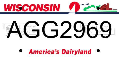 AGG2969 Wisconsin License Plate