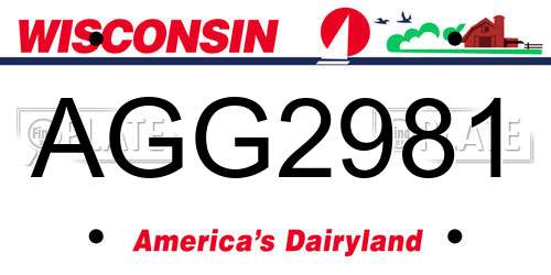 AGG2981 Wisconsin License Plate
