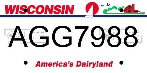 AGG7988 Wisconsin License Plate