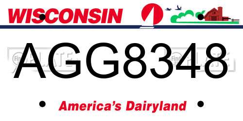 AGG8348 Wisconsin License Plate