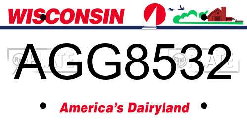 AGG8532 Wisconsin License Plate