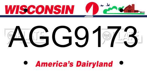 AGG9173 Wisconsin License Plate