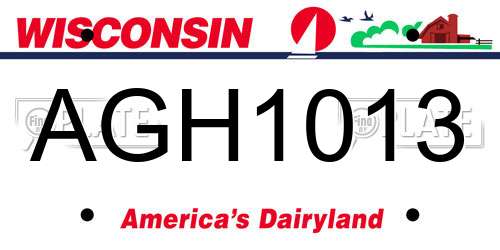 AGH1013 Wisconsin License Plate