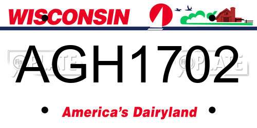 AGH1702 Wisconsin License Plate
