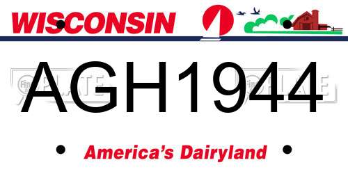 AGH1944 Wisconsin License Plate