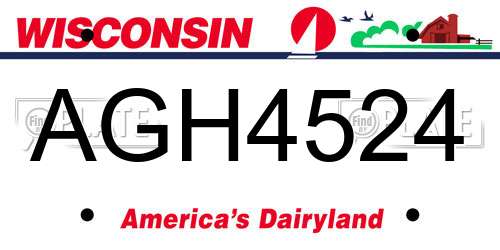 AGH4524 Wisconsin License Plate