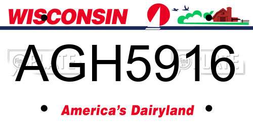 AGH5916 Wisconsin License Plate