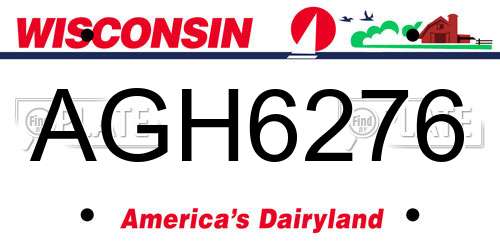 AGH6276 Wisconsin License Plate