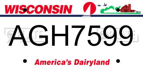 AGH7599 Wisconsin License Plate