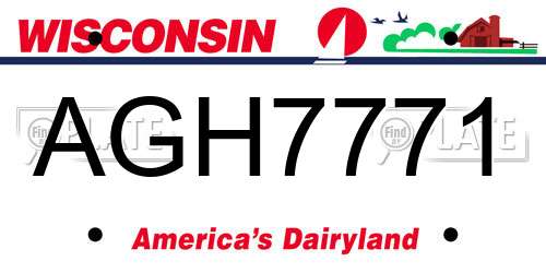 AGH7771 Wisconsin License Plate