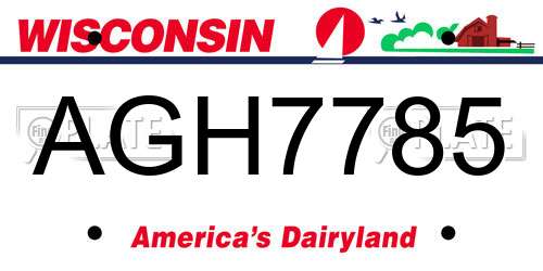 AGH7785 Wisconsin License Plate