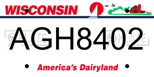 AGH8402 Wisconsin License Plate