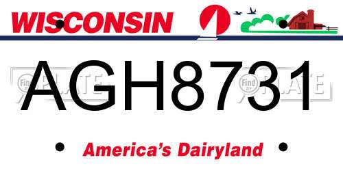 AGH8731 Wisconsin License Plate