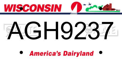 AGH9237 Wisconsin License Plate