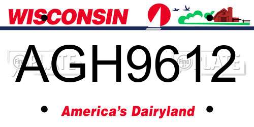 AGH9612 Wisconsin License Plate