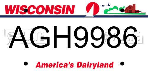 AGH9986 Wisconsin License Plate