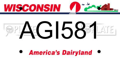 AGI581 Wisconsin License Plate