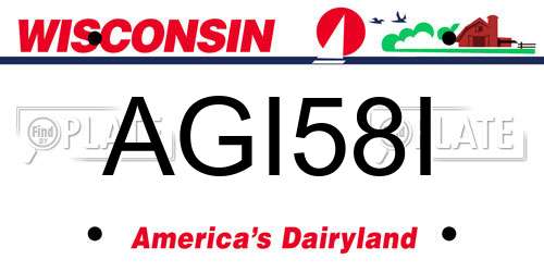 AGI58I Wisconsin License Plate