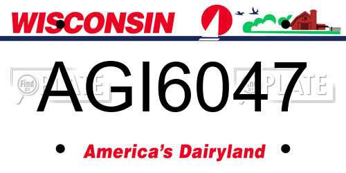 AGI6047 Wisconsin License Plate