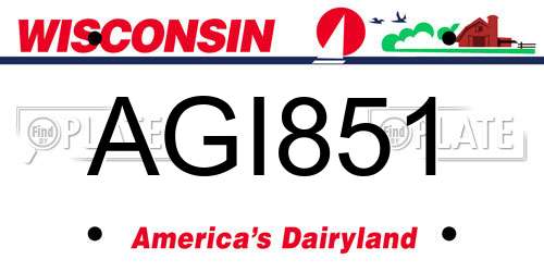 AGI851 Wisconsin License Plate