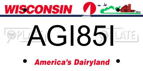 AGI85I Wisconsin License Plate