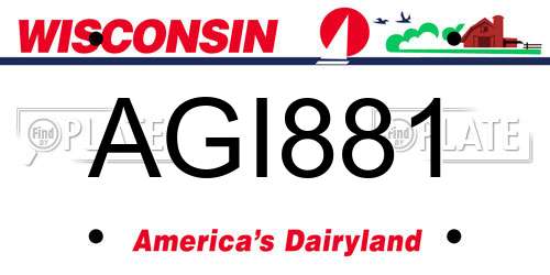 AGI881 Wisconsin License Plate