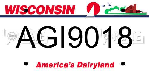 AGI9018 Wisconsin License Plate