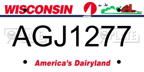AGJ1277 Wisconsin License Plate