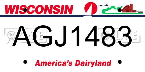 AGJ1483 Wisconsin License Plate