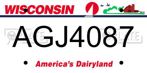 AGJ4087 Wisconsin License Plate