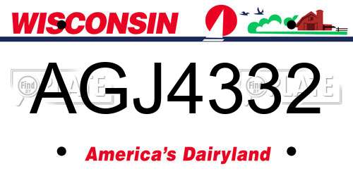 AGJ4332 Wisconsin License Plate