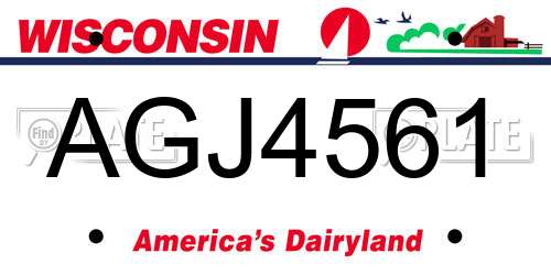 AGJ4561 Wisconsin License Plate