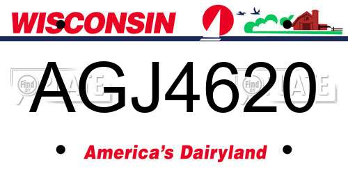 AGJ4620 Wisconsin License Plate