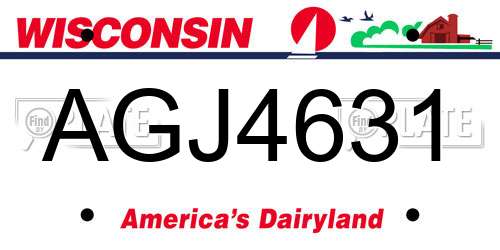AGJ4631 Wisconsin License Plate