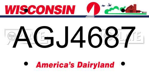 AGJ4687 Wisconsin License Plate