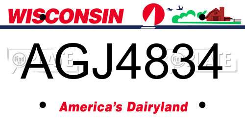 AGJ4834 Wisconsin License Plate